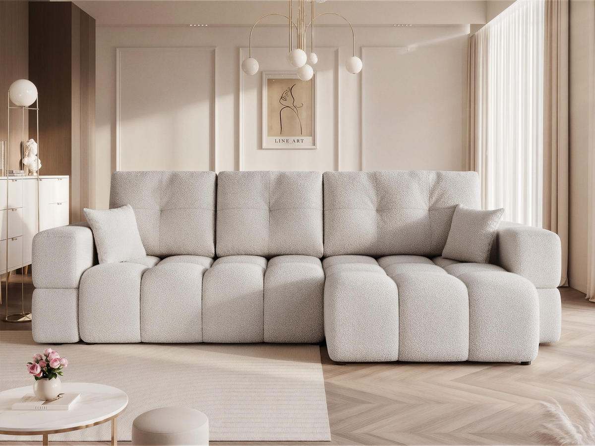ECKSOFA BUENO mit Schlaffunktion und Bettkasten Hellgrau - Hellgrau, Holzwerkstoff/Kunststoff (280/148cm) - Idohome