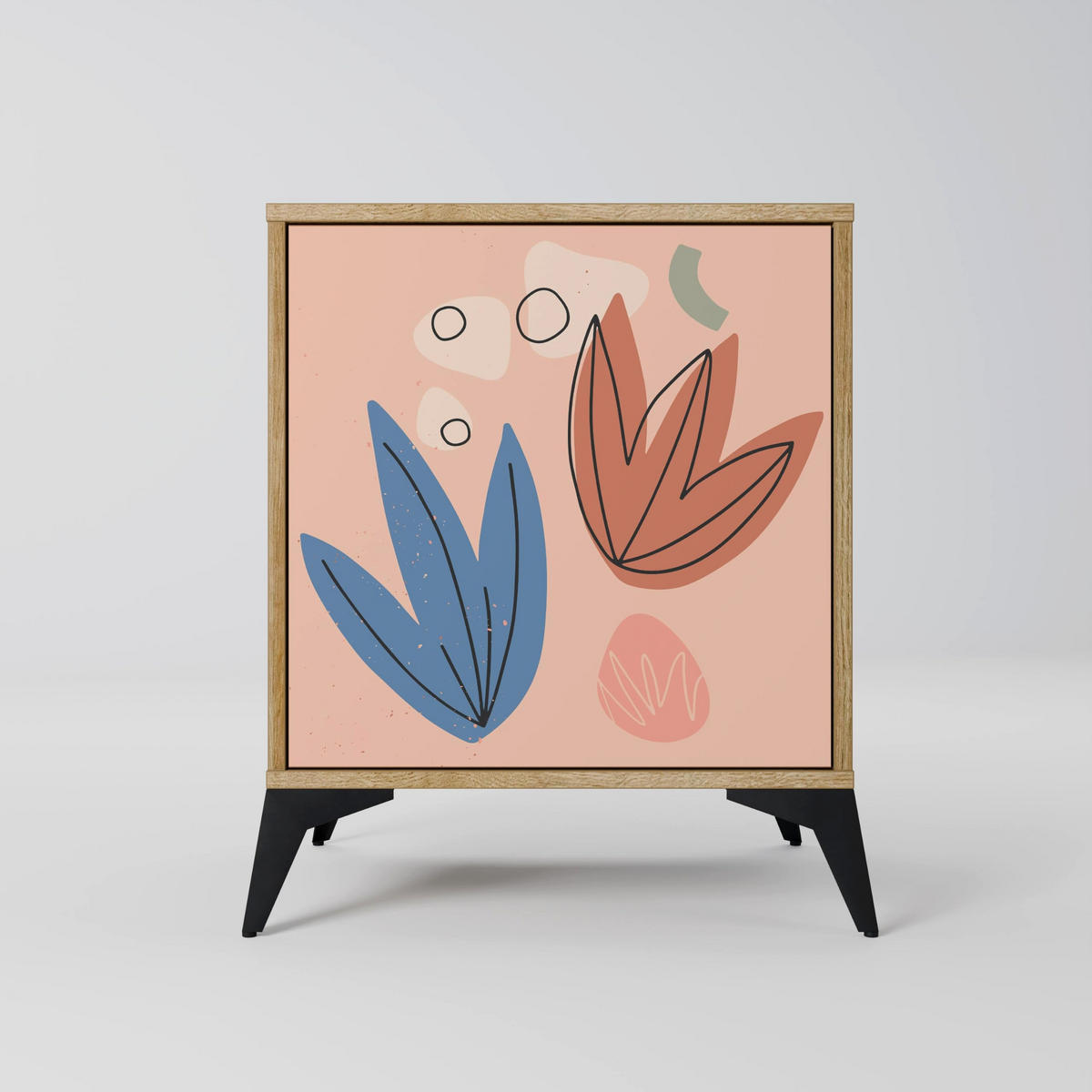 SIDEBOARD PASTEL DESTINY, Eichefarben, 57,5x42x57,5 cm, Ohne Füße - Eichefarben/Multicolor, Holzwerkstoff (57.5/57.5/42cm) - SpaceRebels