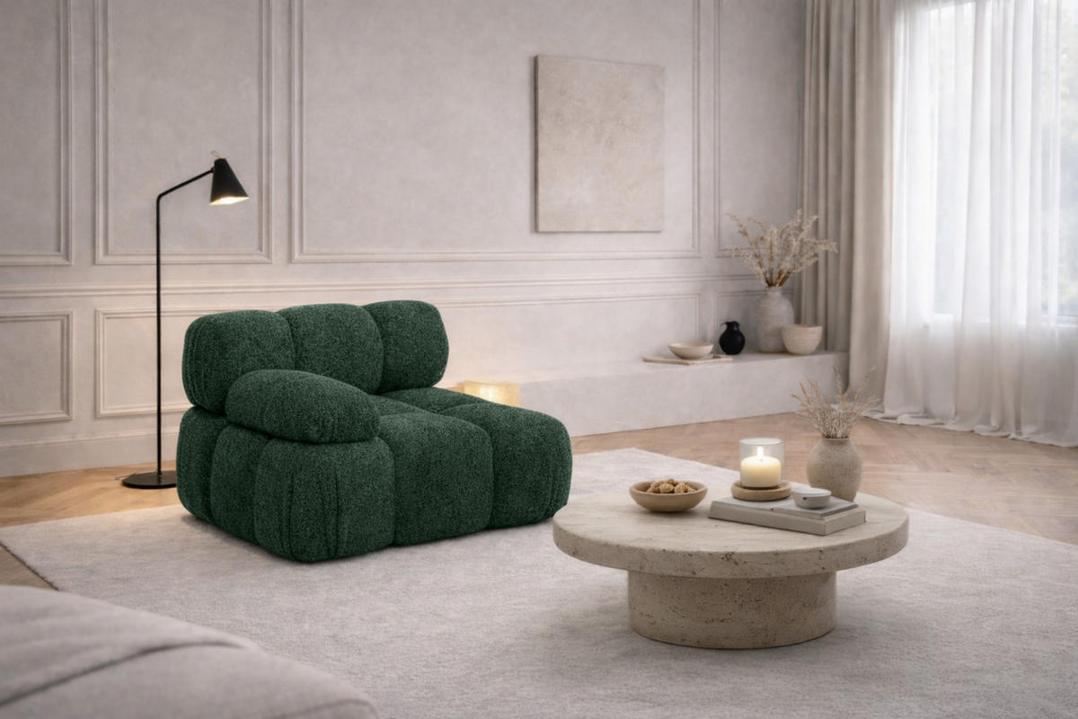 MODUL Seitlich, Für Modulares System, Stoff Abriamo, Dunkelgrün, Links, Selia - Dunkelgrün, Holz (95/70/95cm) - Kaiser Möbel