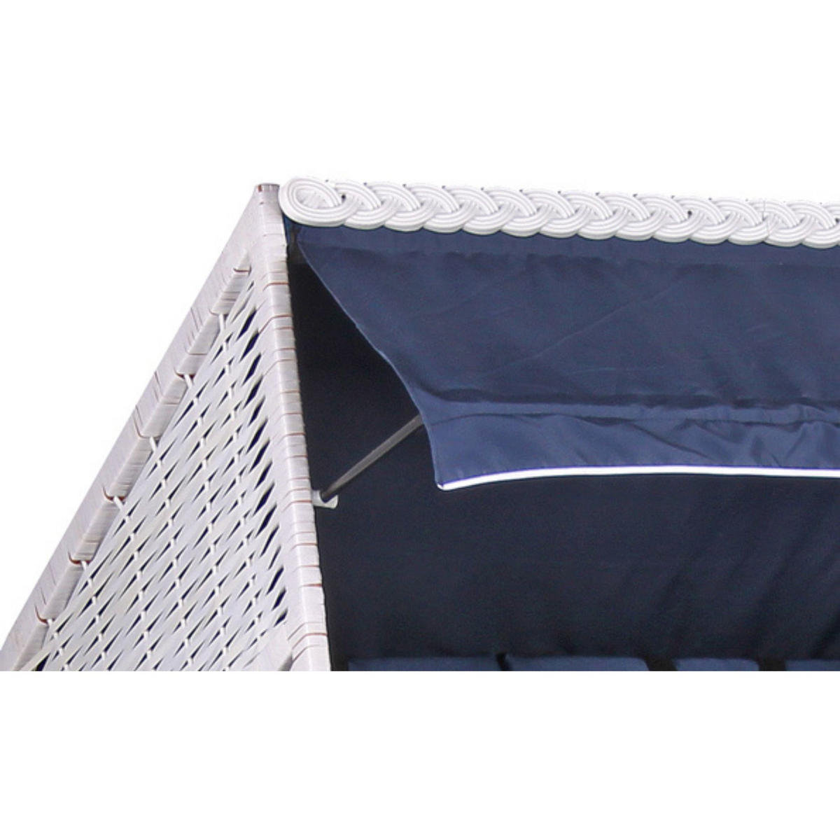 STRANDKORB Ostsee 2-Sitzer PE weiß - Blau/Braun, Metall (120/160/80cm) - Mr. Deko