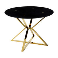 ESSTISCH 105/75 cm Schwarz, Goldfarben Rund Bosco - Schwarz, Glas (105/105/75cm) - Beliani