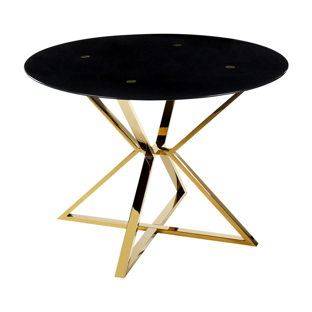ESSTISCH 105/75 cm Schwarz, Goldfarben Rund Bosco - Schwarz, Glas (105/105/75cm) - Beliani
