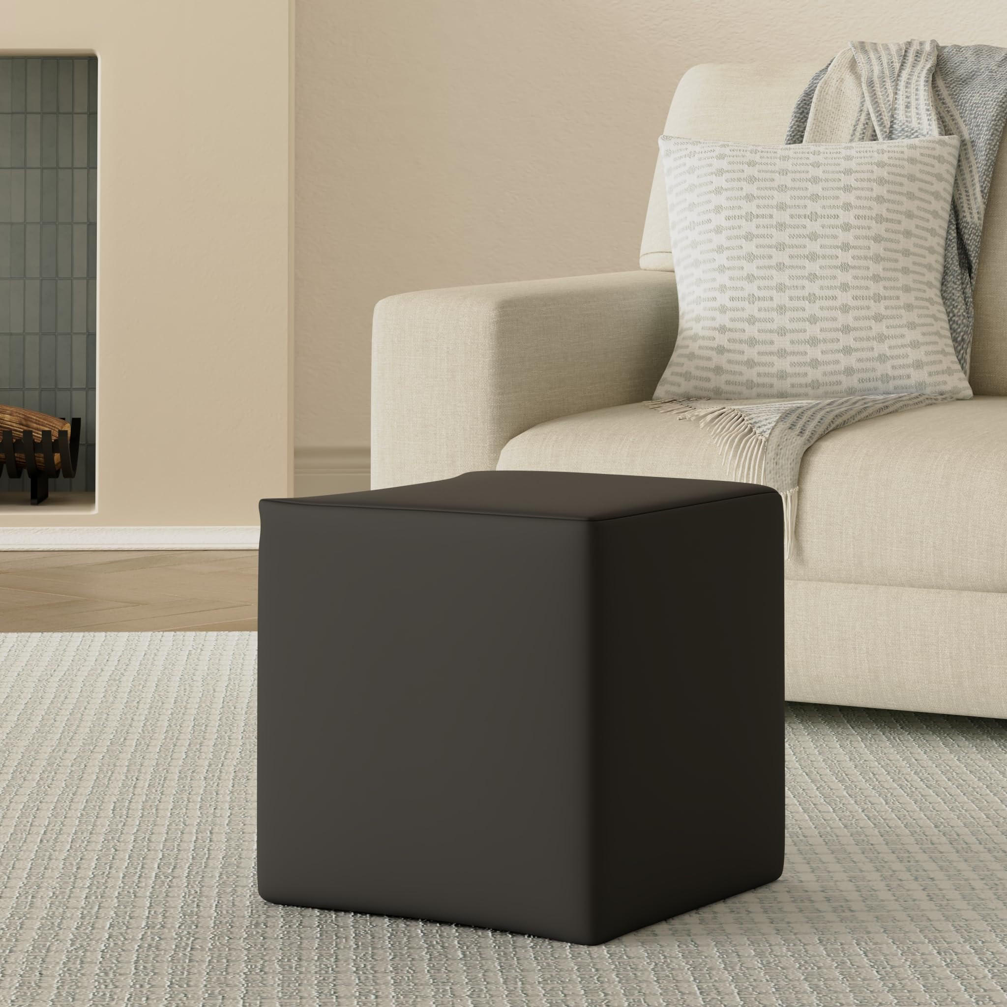 SITZWÜRFEL / Siège Pouf - Gris Foncé, 40X40X40 Cm, Assise Rembourrée En Simili Cuir, Confortable Pour Salon, Chambre Ou Bureau - Grau, Leder/Textil (41/41/40cm) - Best For Home