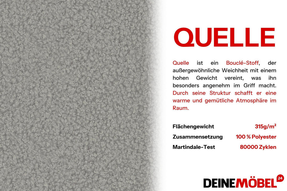 POLSTERBETT ROSSO 100/200 cm in Boucle Hellgrau - Hellgrau, Holz/Holzwerkstoff (100/200cm) - Deine Möbel 24