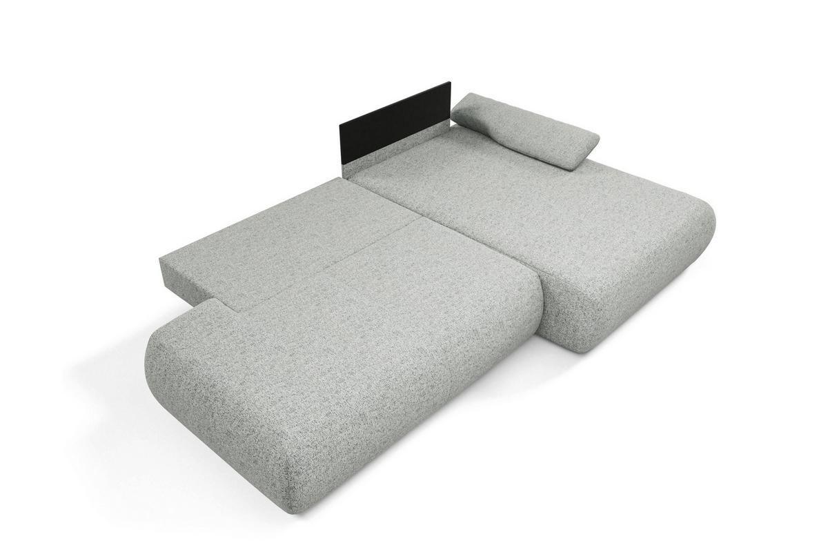 ECKSOFA DELTA R-S Grau Geflochtener Stoff mit Schlaffunktion - Grau, Holz (286/173.5cm) - MASSENO