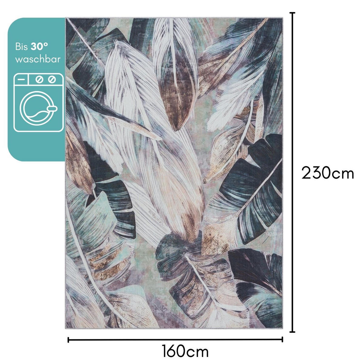 TEPPICH Lagu Petrol,Sandfarben,Mintgrün 160/230 cm - Petrol, Textil (160/230cm) - My-Rug