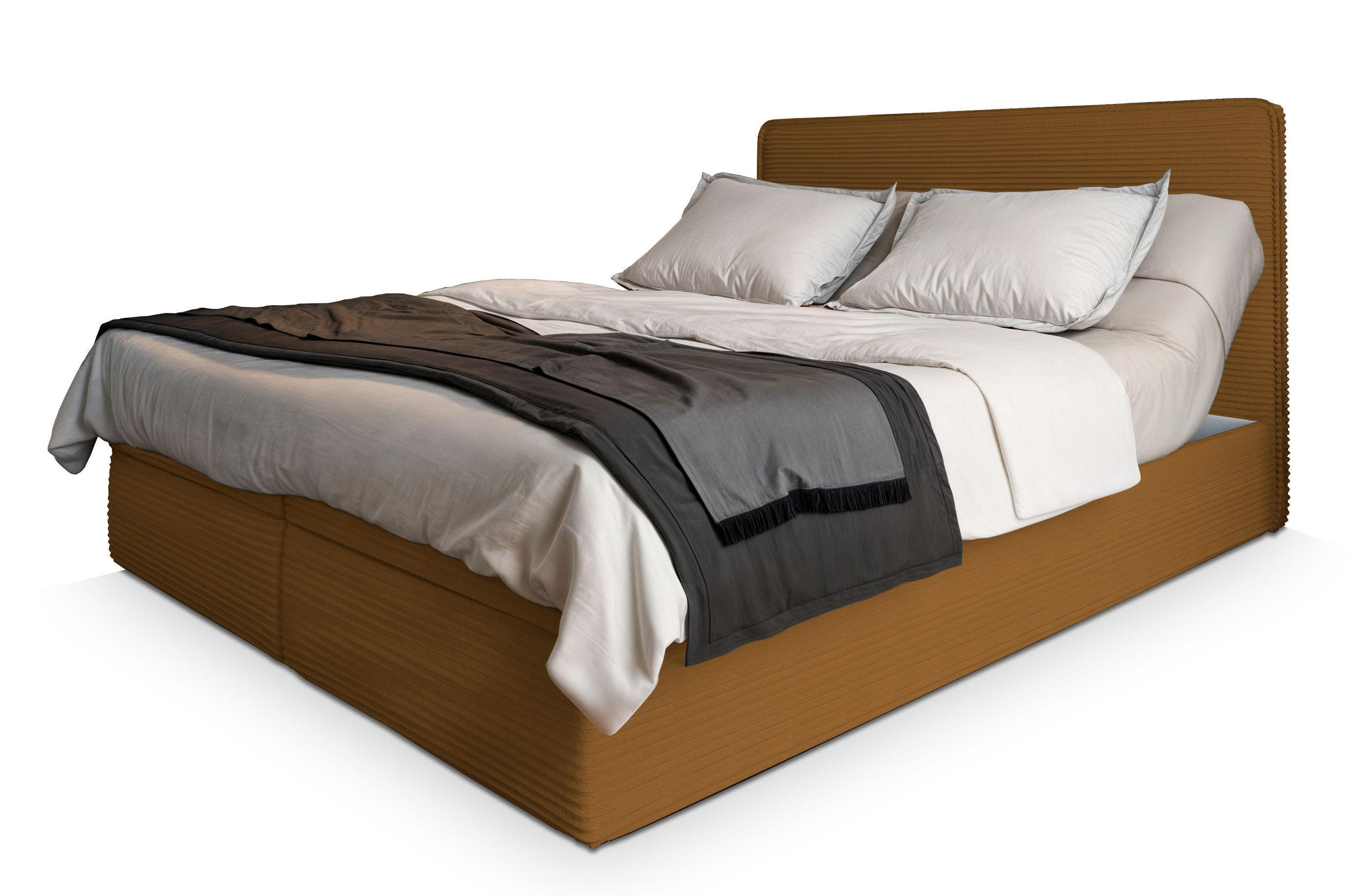 BOXBETT ASTOR 160x200 cm mit Matratze und Topper - Gelb - Gelb, Holz (160/200cm) - MASSENO