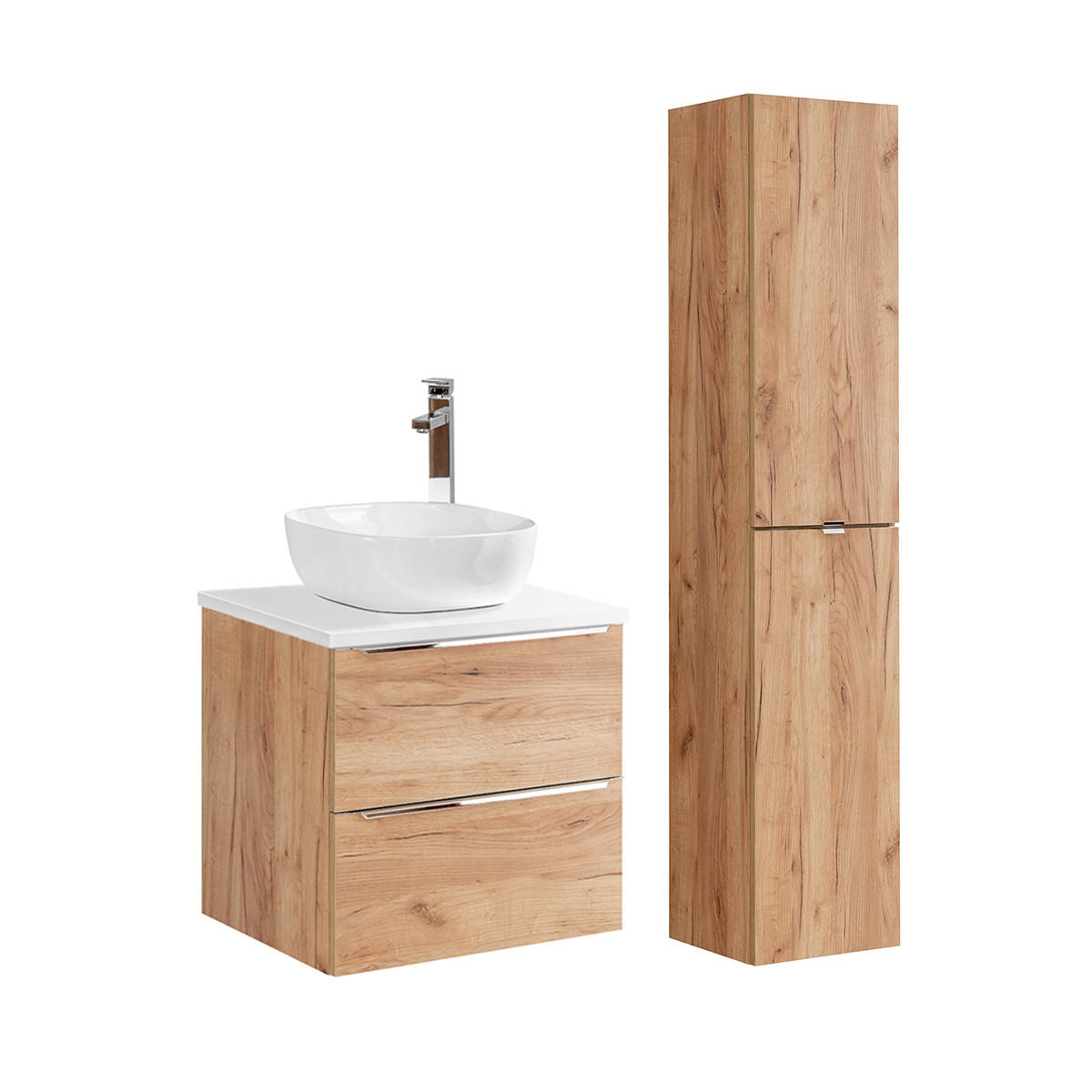 BADMÖBEL 60.4cm April 2er-Set Weiß - Weiß, Holzwerkstoff (60.4/59/46cm) - Petits-meubles