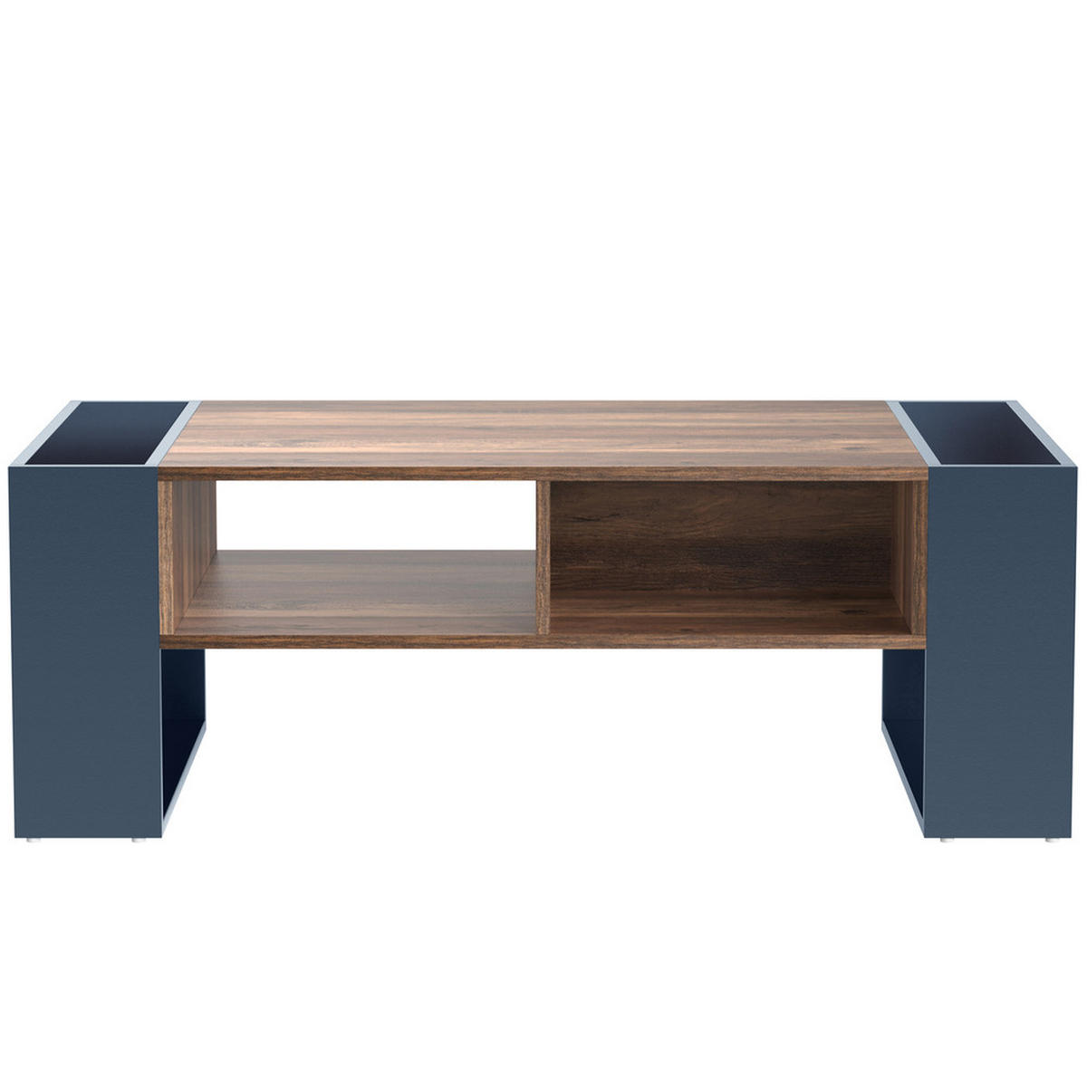 COUCHTISCH Holzmaserung mit Schublade & doppelseitigem Stauraum Anthrazit - Grau, Holz (96/70/14.5cm) - FLIEKS