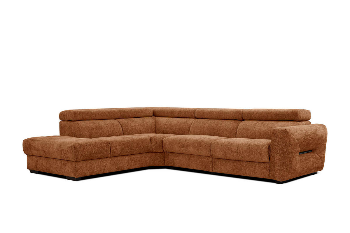 ECKSOFA CALVERA 5-Sitzer mit 1 Relaxfunktion, dunkelorange - Dunkelorange, Holzwerkstoff/Textil (239/298cm) - Courtois Laville