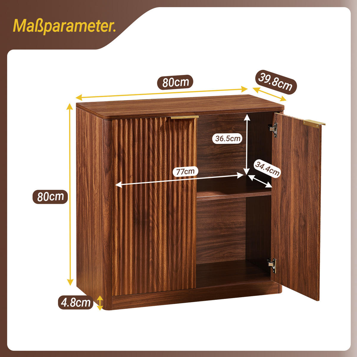 SIDEBOARD DE-38846 80/40/80 cm Vertiefungspanelen und verstellbare Ablagen Braun - Braun, Holzwerkstoff (80/80/40cm) - ComfortXL