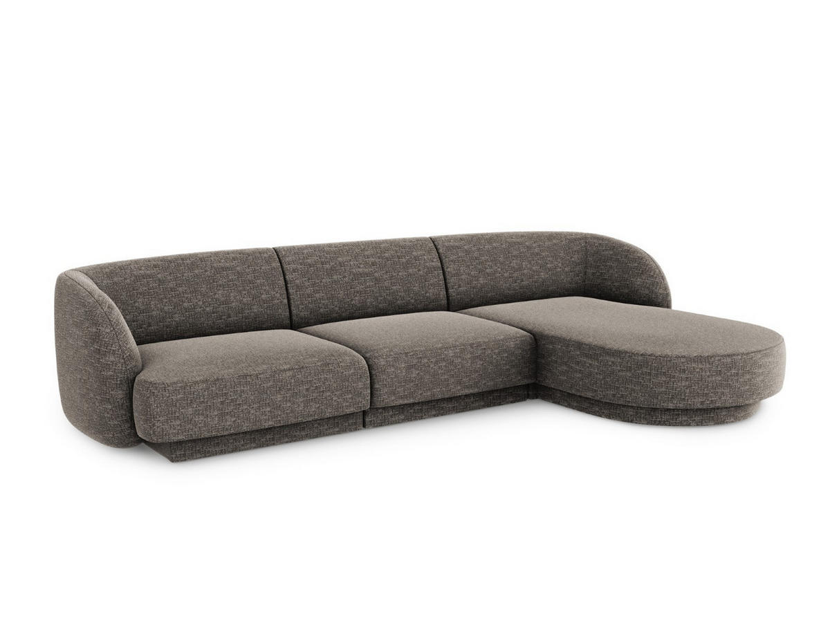 ECKSOFA rechts Miley aus Chenille-Stoff grau 4 Sitzplätze - Grau, Textil (156/255cm) - Micadoni