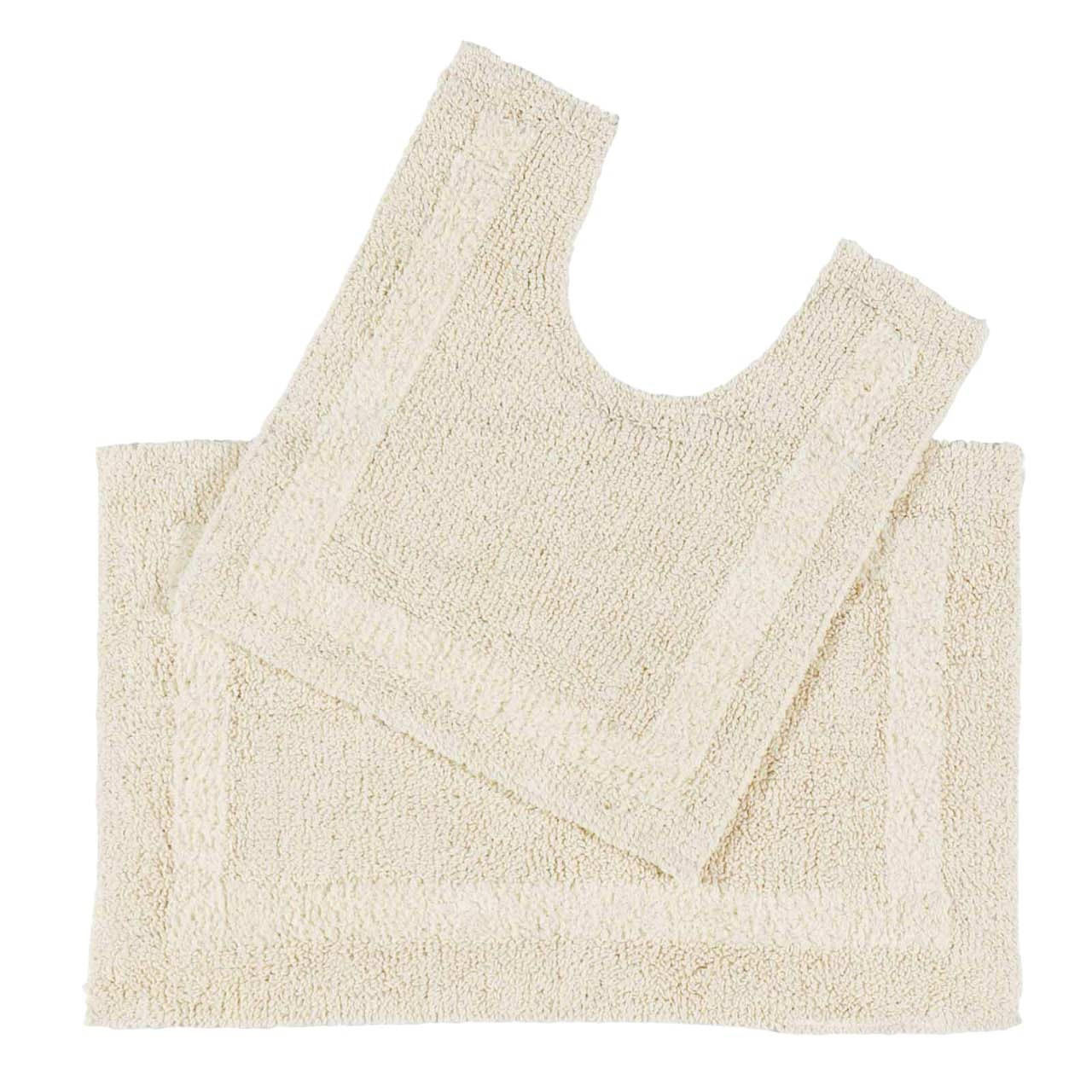 BADGARNITUR 2-teilig, Badematte & WC-Vorleger, wendbar - Creme, Textil (50/80cm) - Homescapes