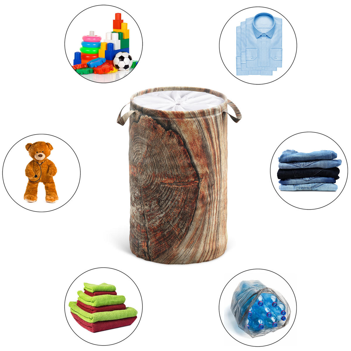 WÄSCHEKORB Rustikal - Beige, Textil (37/55/55cm) - Sanilo