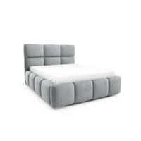 POLSTERBETT TRIO, 200x200 cm, Doppelbett mit Bettkasten, Velourstoff, Frabe: Grau - Grau, Holz/Kunststoff (200/200cm)