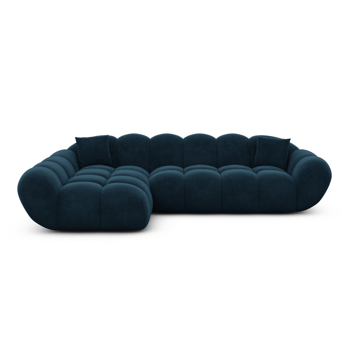 ECKSOFA Liva Mitternachtsblau Samtstoff L-Form Links - Dunkelblau, Textil (265/160cm) - VAROYAL