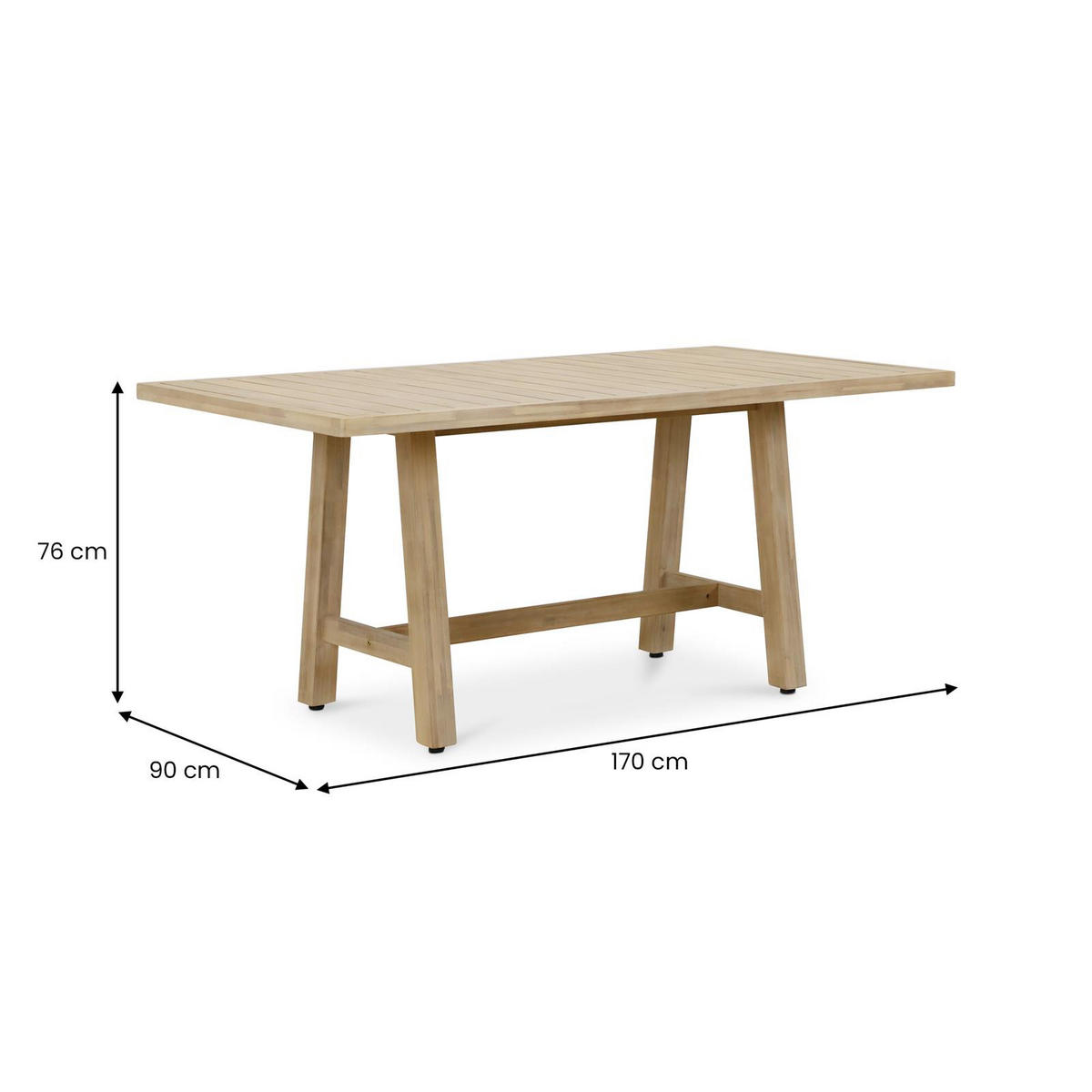 GARTENTISCH SANYA natur - Naturfarben, Holz (90/170/76cm) - IDIMEX