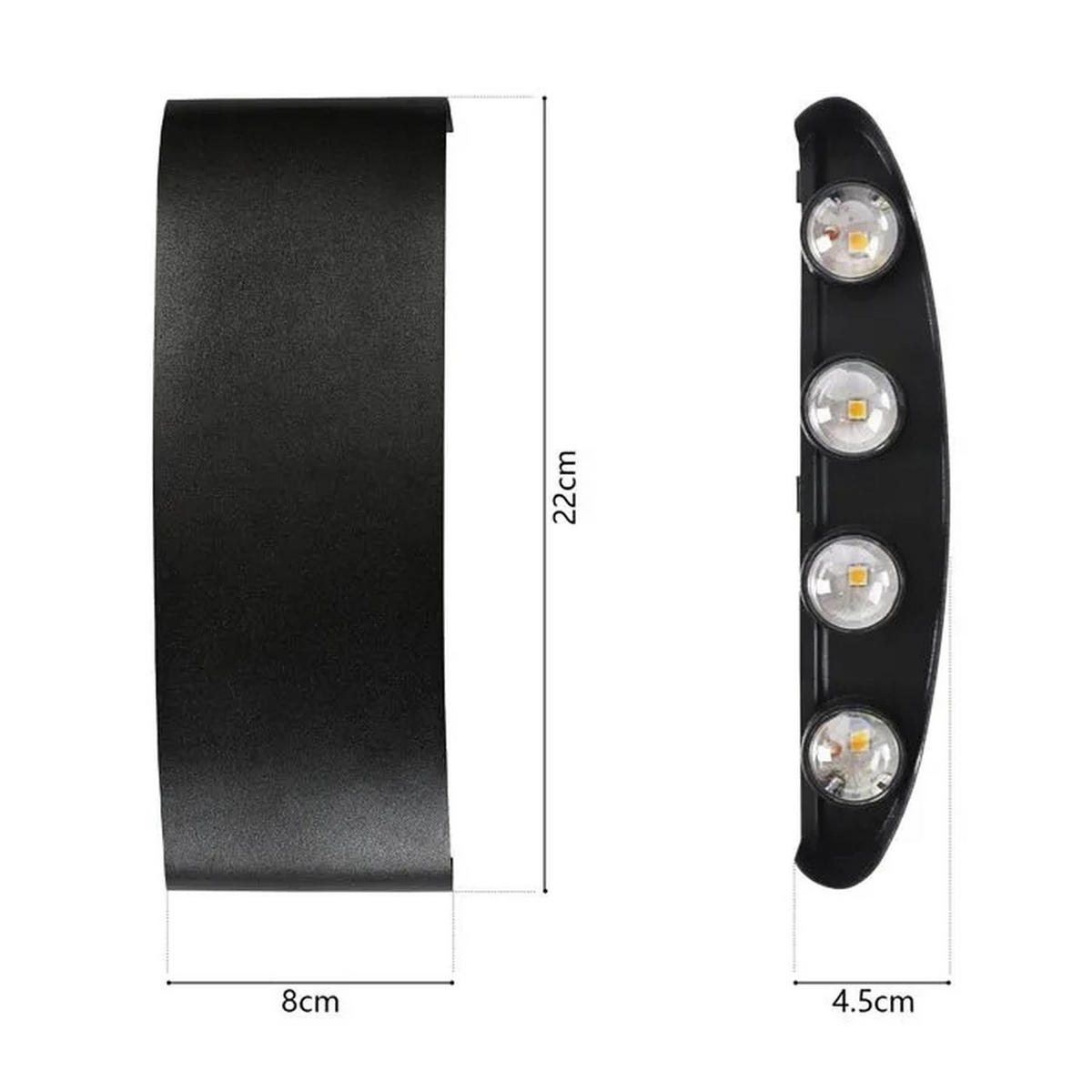 LED-WANDLEUCHTE Beam 22/8/4.5 cm - Schwarz, Metall (8/4.5/22cm) - ZMH