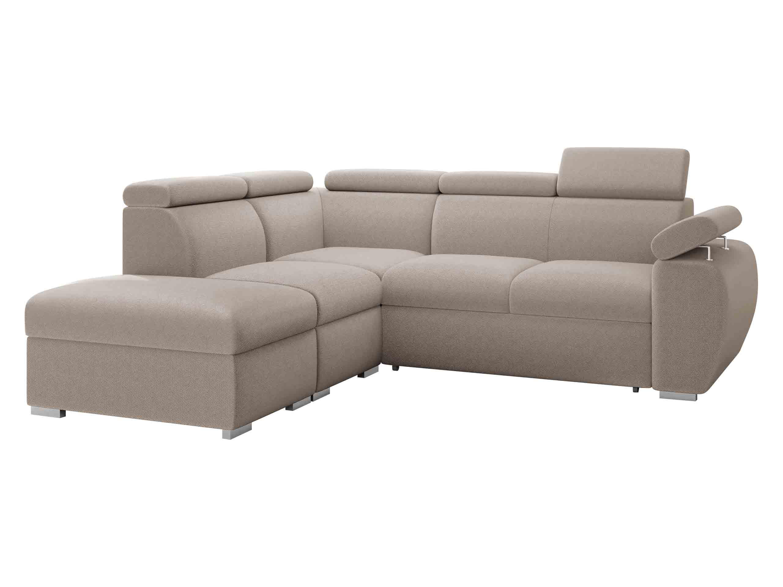 ECKSOFA Boston 2RR1P, Seite: Links PUFAP+R+1P(65)+2R - Silberfarben/Naturfarben, Holz/Textil (260/230cm) - MIRJAN24