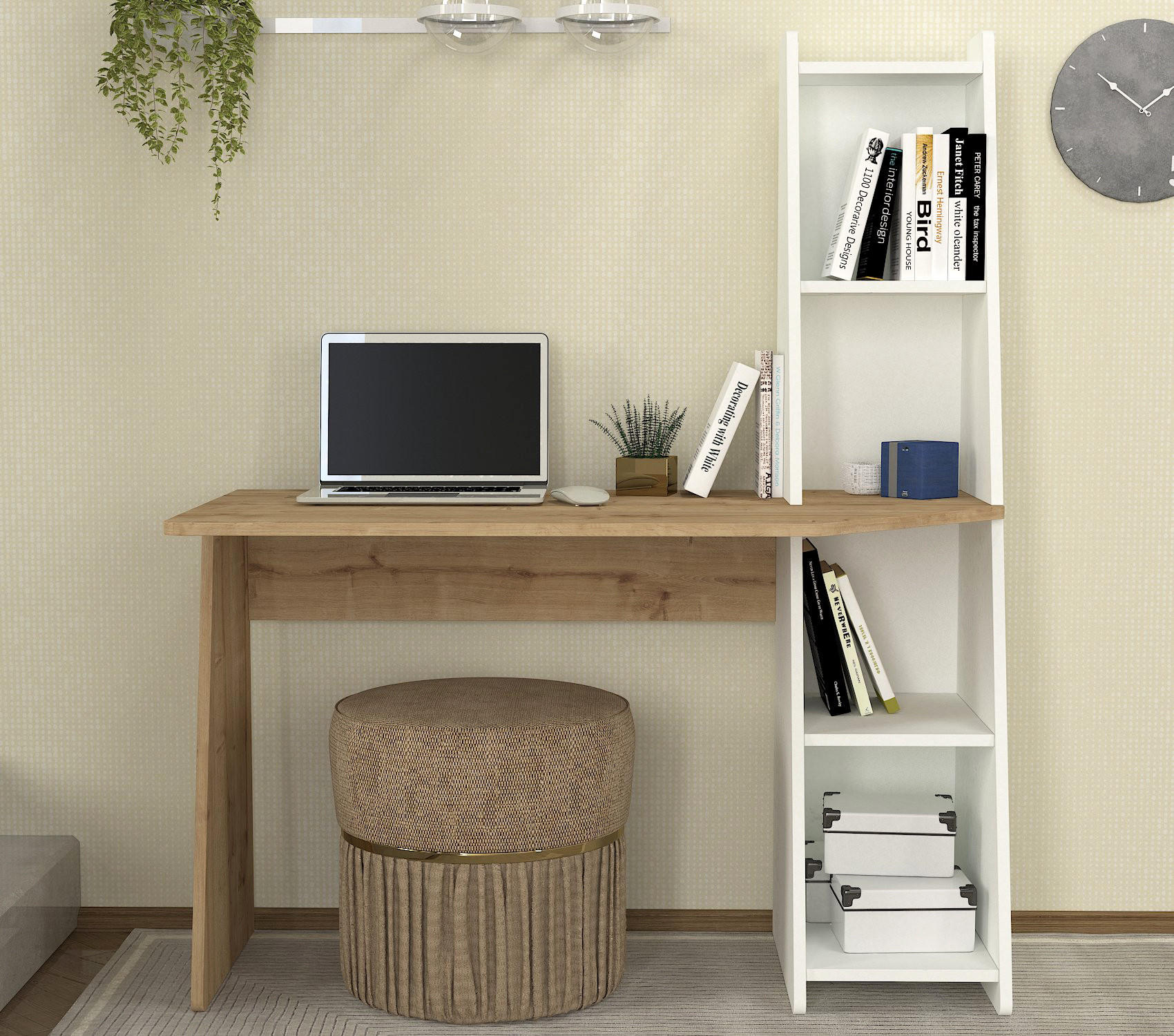 SCHREIBTISCH Emery Weiß Saphir - Beige/Weiß, Holzwerkstoff (60/120/74cm) - moebel17