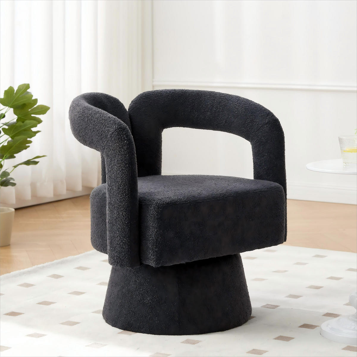 DREHSTUHL 360°Drehsessel Loungesessel mit Polsterung,Boucle,Dunkelgrau - Dunkelgrau, Textil (67/74/55cm) - LVHOM