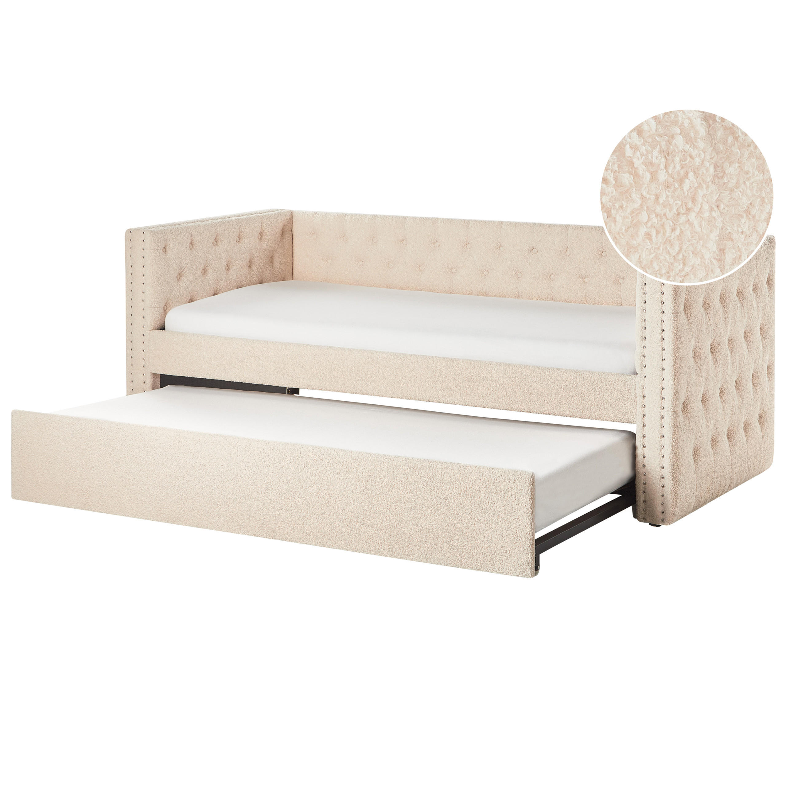 TAGESBETT Beige 90-200 cm Gassin - Beige, Holz/Textil (90/200cm) - Beliani