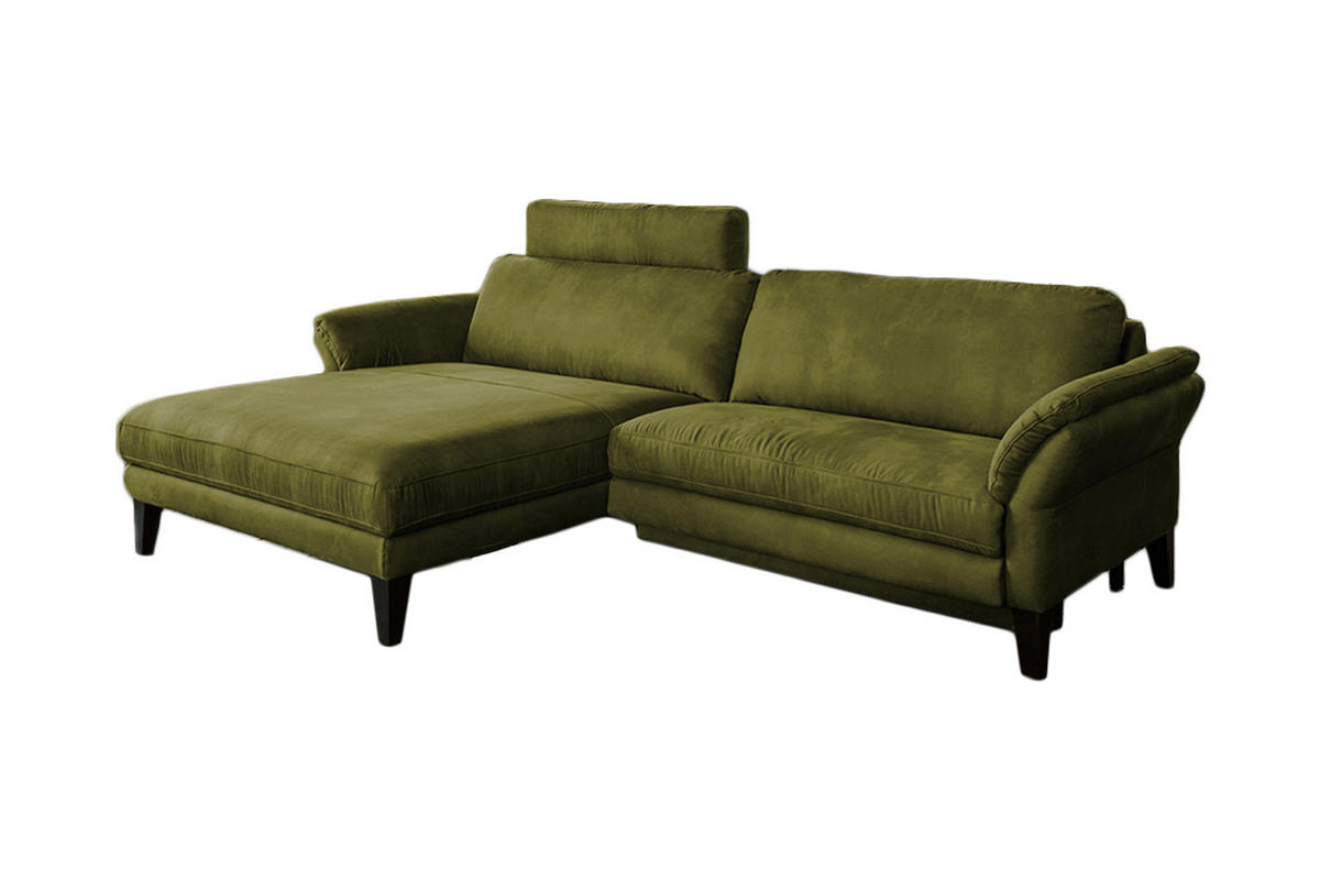 ECKSOFA MALTA Grün Webstoff - Schwarz/Grün, Buchenholz/Textil (302/175cm) - KAWOLA