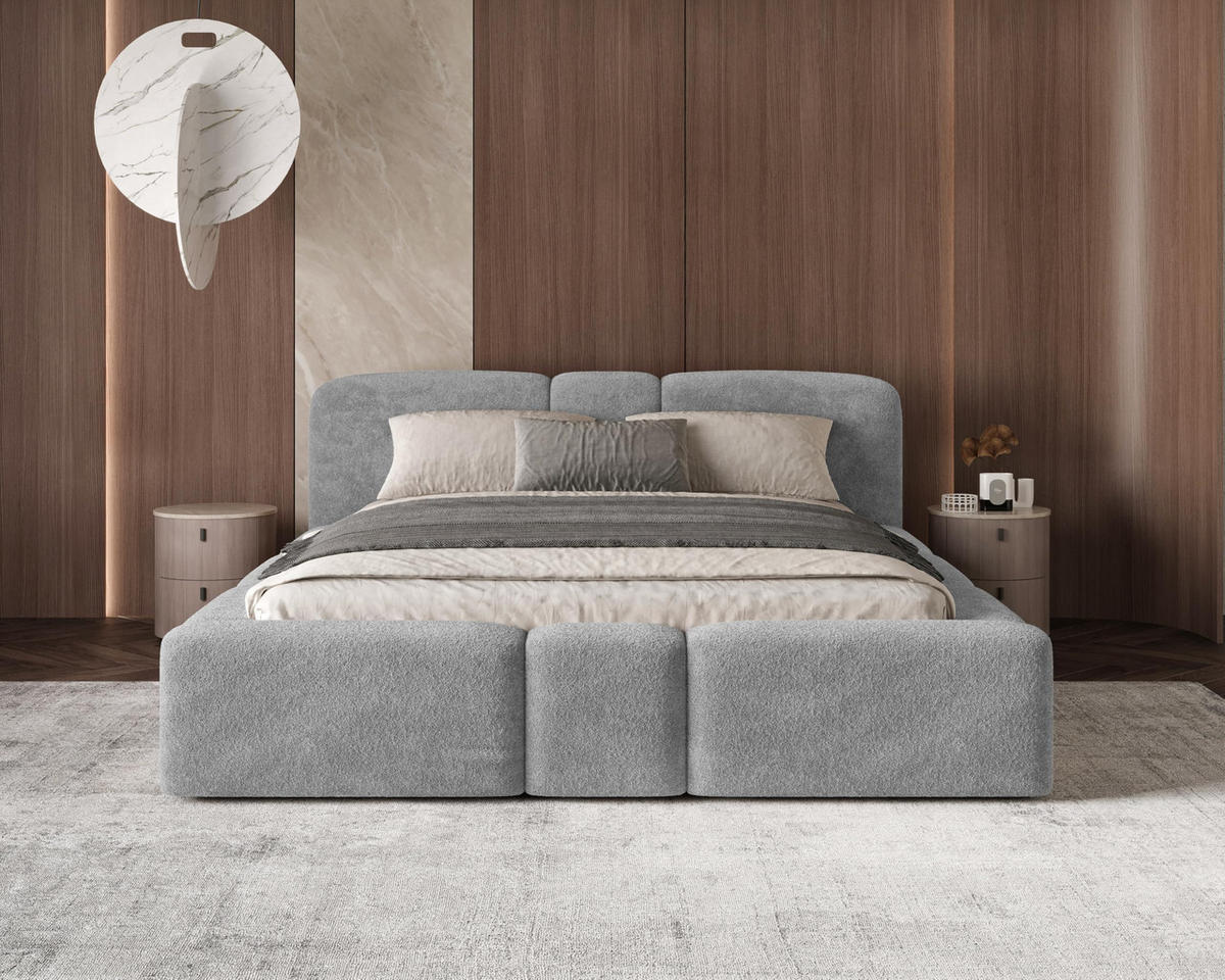 POLSTERBETT Monte200x200 cm- Bettkasten und Stauraum - Doppelbett mit Stabilem Metallrahmen - Monte-Stoff- Dunkelgrau - Dunkelgrau, Holzwerkstoff (200/200cm) - Chilly