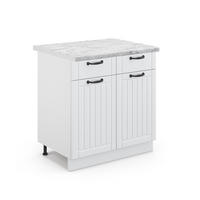 KÜCHENUNTERSCHRANK Fame-Line Weiß Landhaus 80 cm, AP Marmor - Weiß, Holzwerkstoff (80/82/60cm) - Vicco