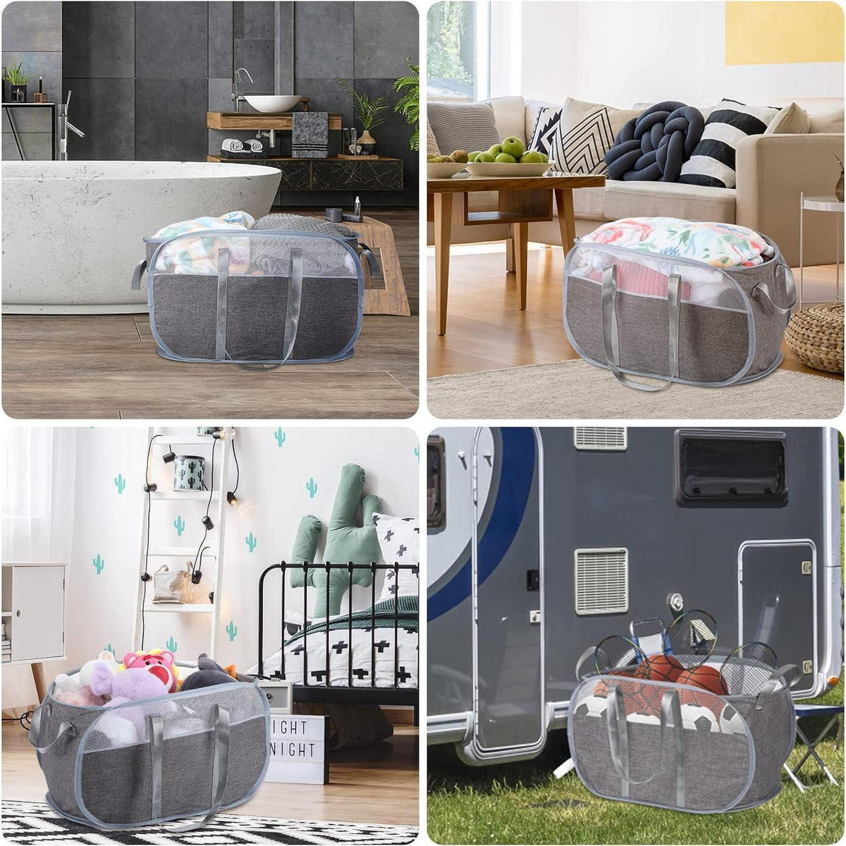 WÄSCHEKORB 2er-Pack faltbar Grau 65 Liter - Grau, Textil (35/33/58cm)