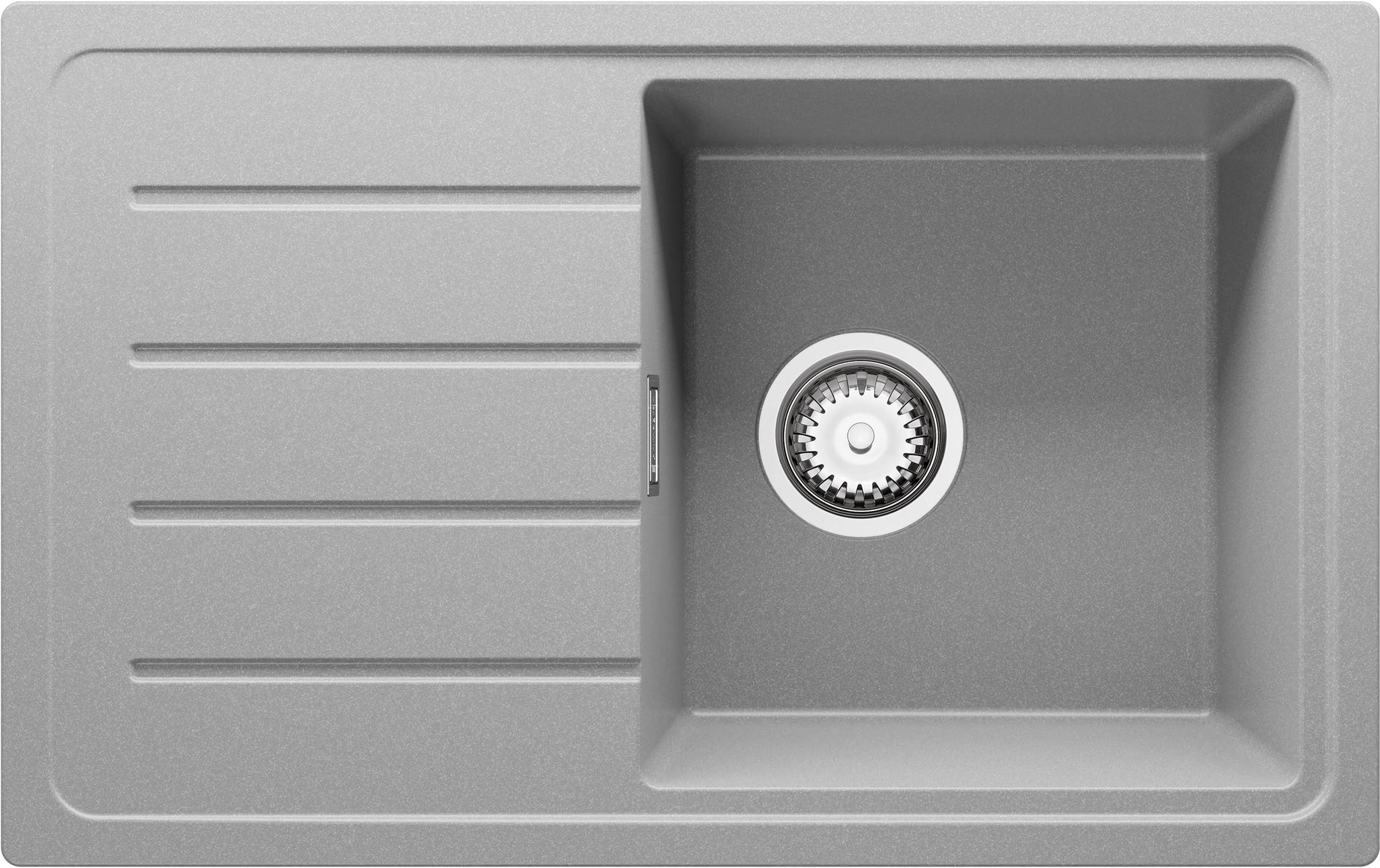 SPÜLBECKEN Kopenhagen Easy, 2-er set Grau 70/44 cm 1 Becken + Ablauf-Set ab 45er Unterschrank - Chromfarben/Grau, Kunststoff (70/20/44cm) - Primagran