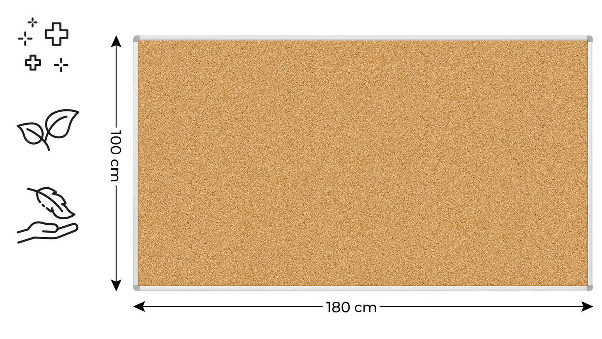 PINNWAND mit Alurahmen 180x100cm - Braun, Holz (180/100/1.6cm) - ALLboards