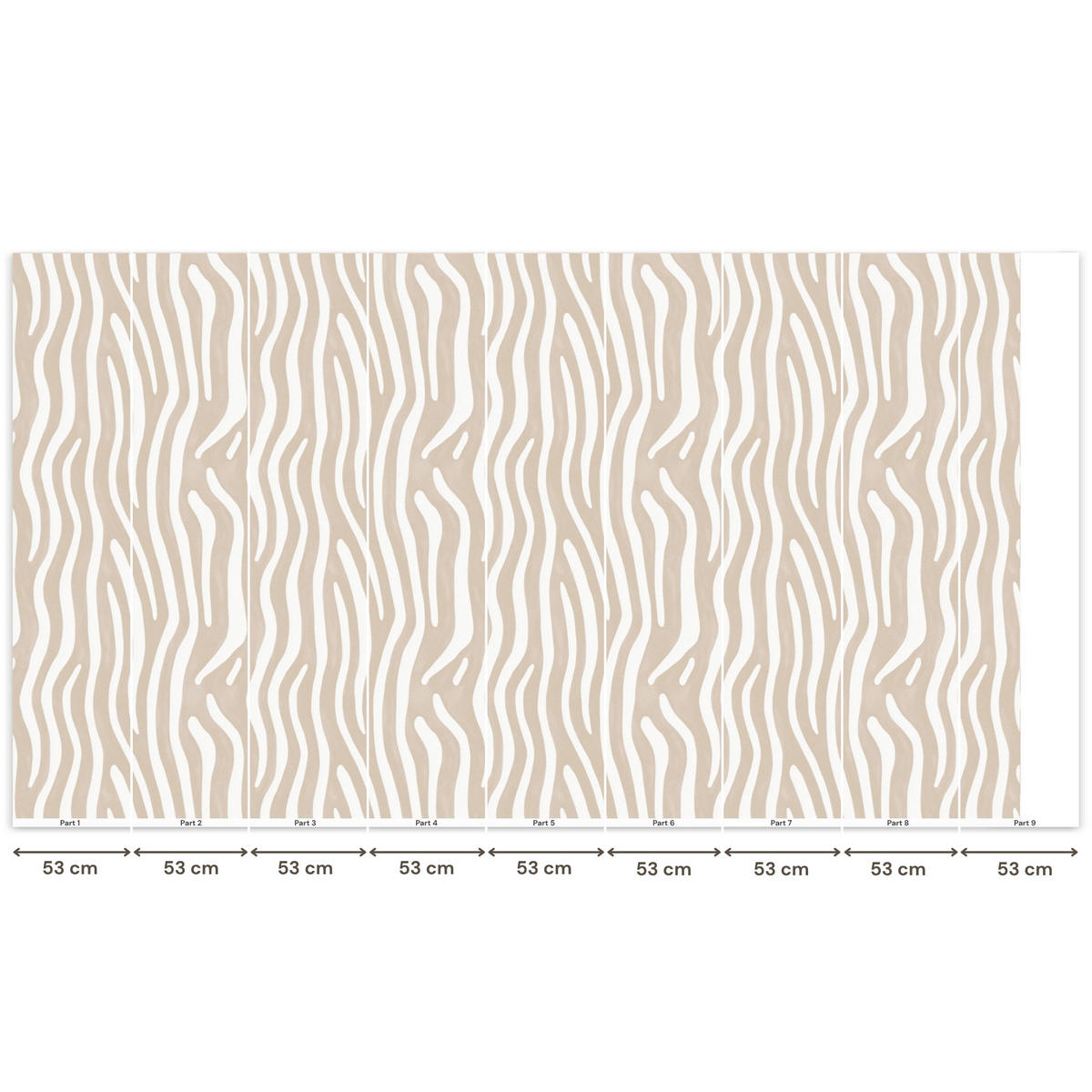 TAPETE - Abstrakt - Zebra - Beige - 450x240 cm - Beige, Papier (450/240cm) - OnlyWow