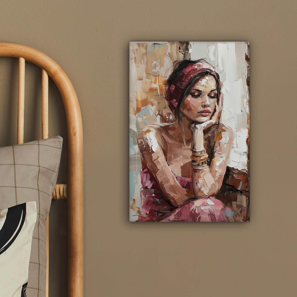 LEINWANDBILD Frau - Lackierung - Porträt - Modern 20x30 cm - Altrosa, Textil (20/30cm) - MuchoWow