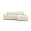 ECKSOFA ausklappbar rechts mit Container Jodie aus Samt leichtes beige 3 Sitzplätze - Creme, Textil (151/246cm) - Micadoni