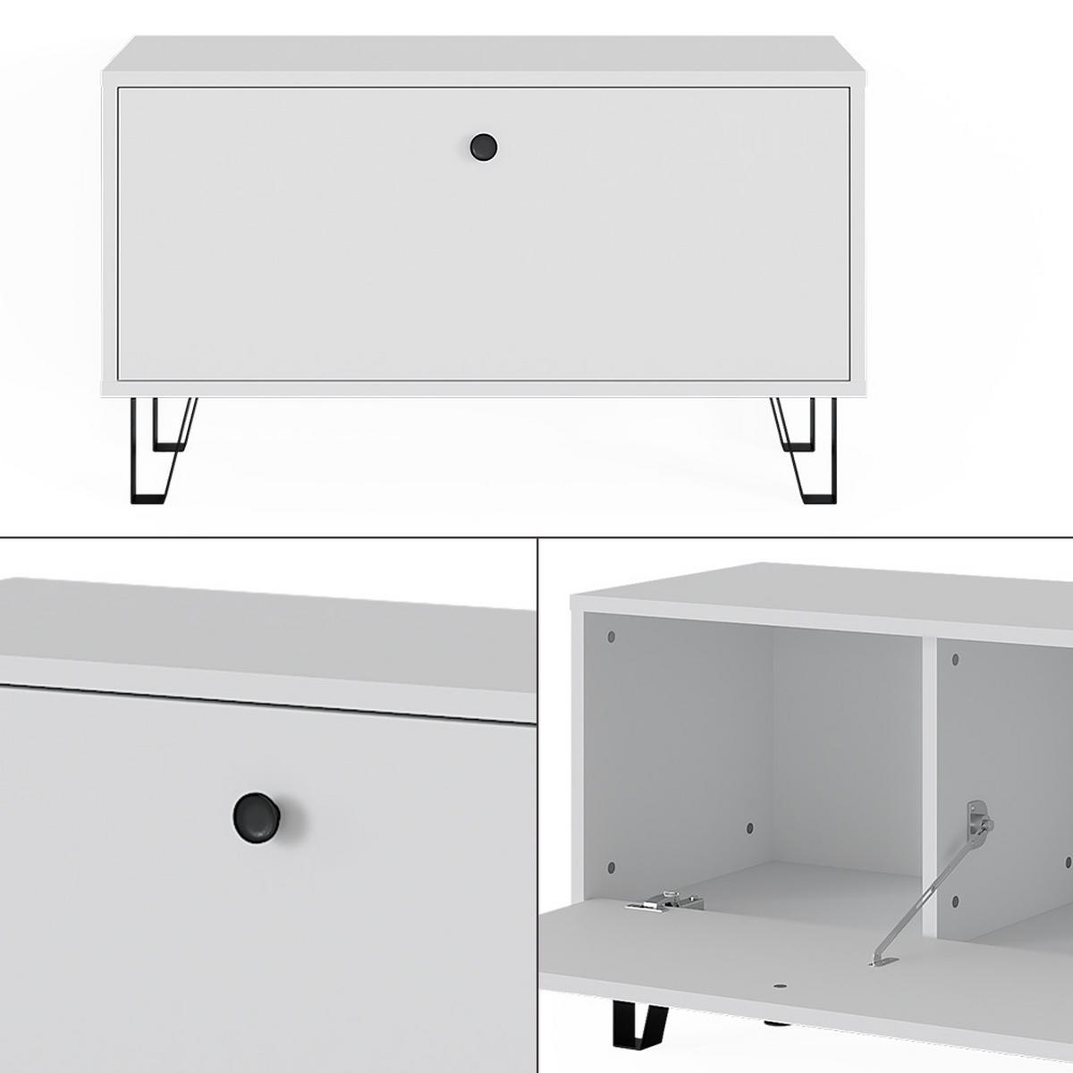 SITZBANK Siri Weiß 80 x 46 cm - Weiß, Holzwerkstoff (80/46/35.1cm) - Vicco