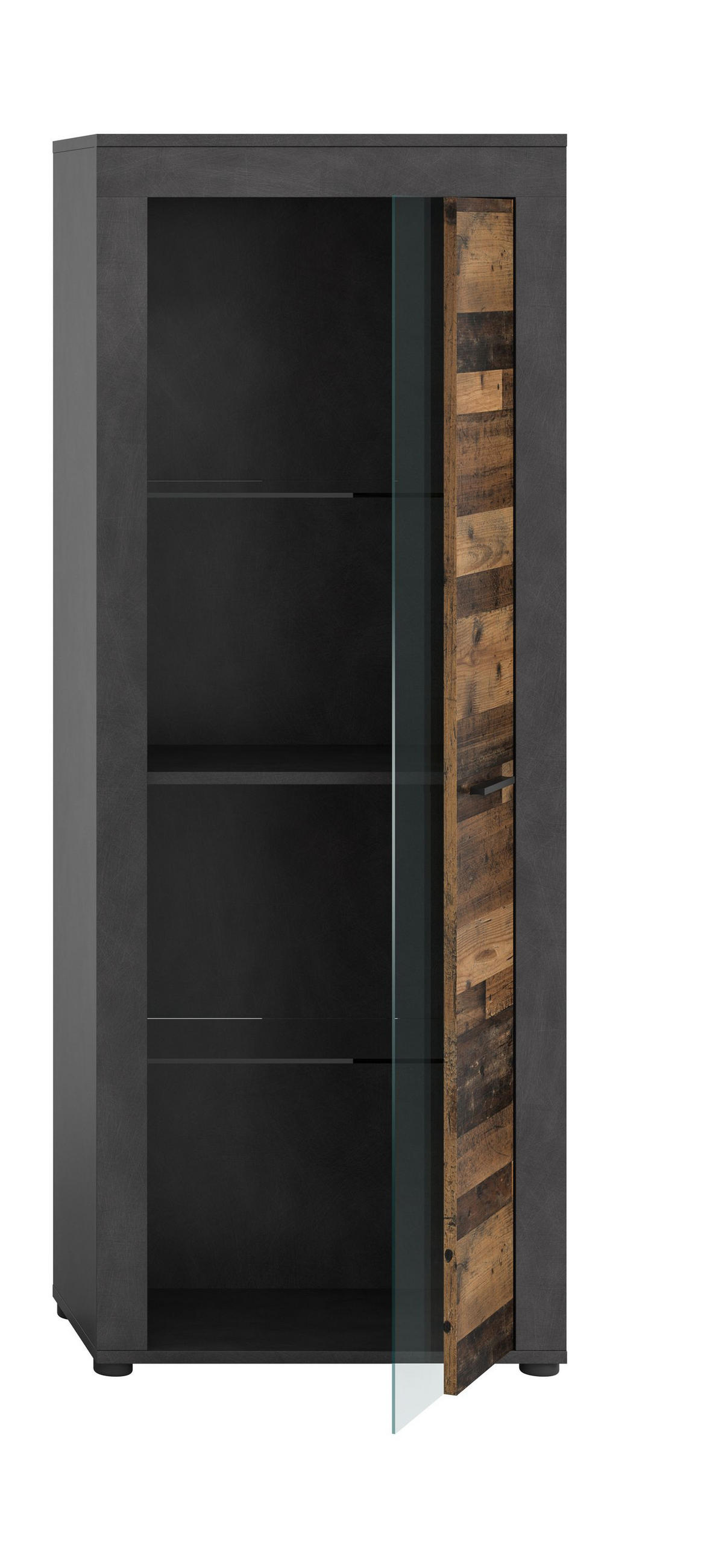 VITRINE JAM (B/H/T: ca. 60/159/35 cm) in Matera/Old Wood Nachbildung - Naturfarben, Holzwerkstoff (60/159/35cm)