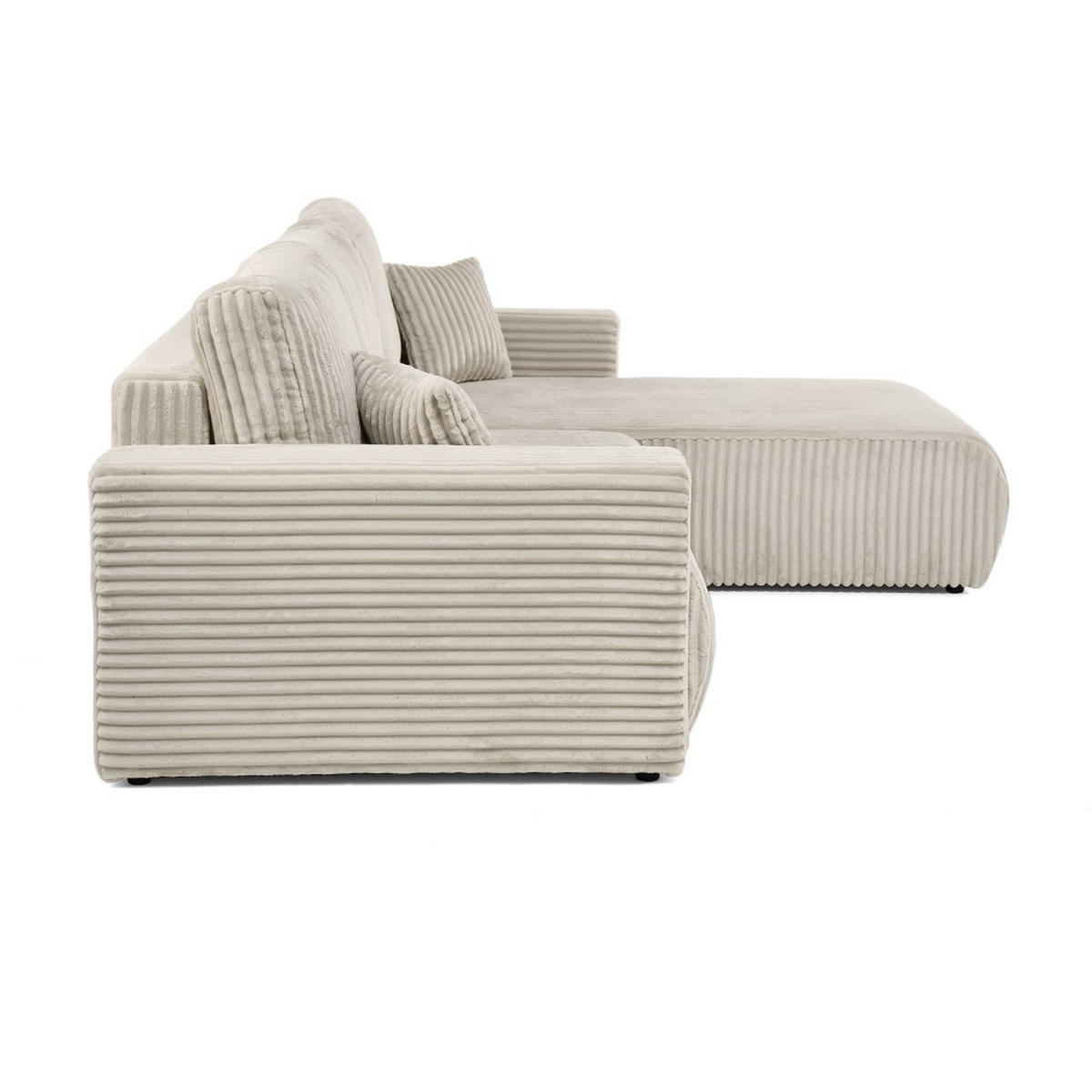 ECKSCHLAFSOFA Porto mit universelle Ottomane, Beige - Beige/Schwarz, Textil (288/190cm) - Beautysofa