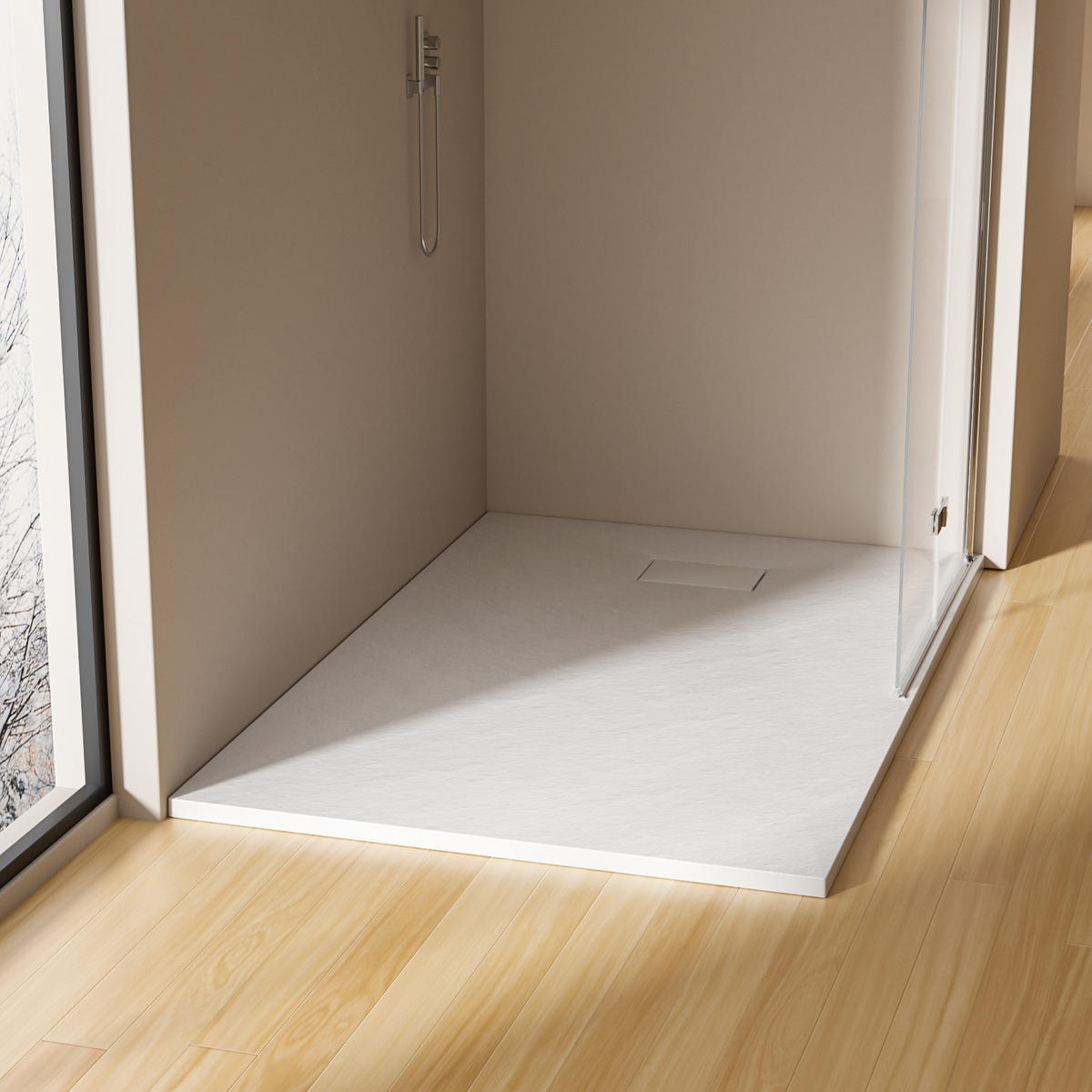 DUSCHWANNE inkl. Ablaufgarnitur Weiß 120/90 cm - Weiß, Naturmaterialen (90/2.6/120cm) - EMKE