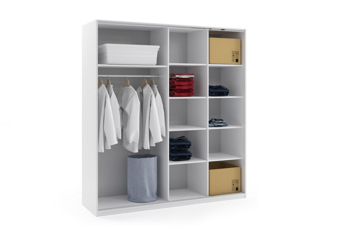 KLEIDERSCHRANK mit Spiegel - Napoli 3 - Kaschmir, Holzwerkstoff (200/245/67cm) - BM-Möbel