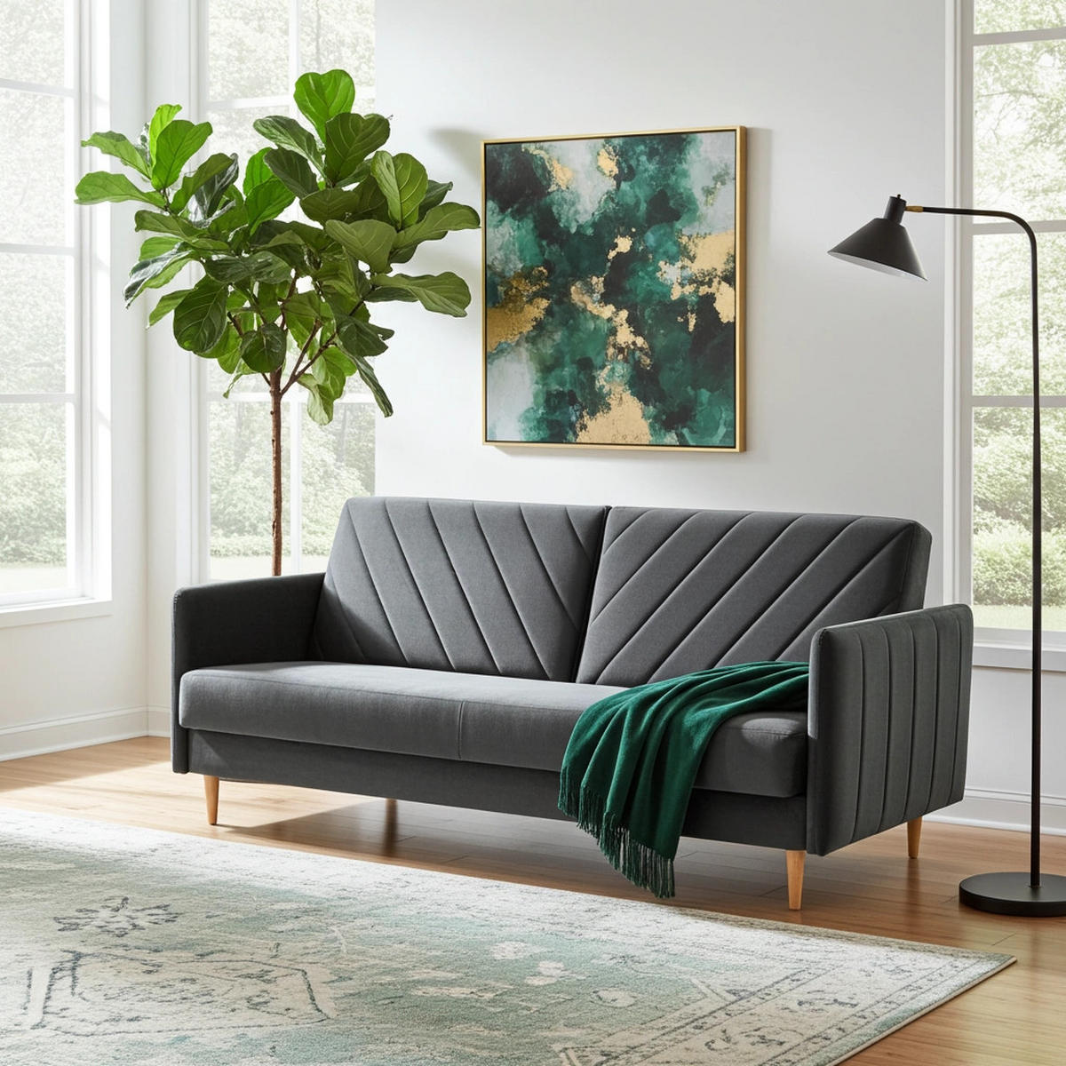 SCHLAFSOFA Vesto Grau Velours - Bettkasten - 207x93 cm - Grau, Holz/Holzwerkstoff (207/93/93cm) - Ravio