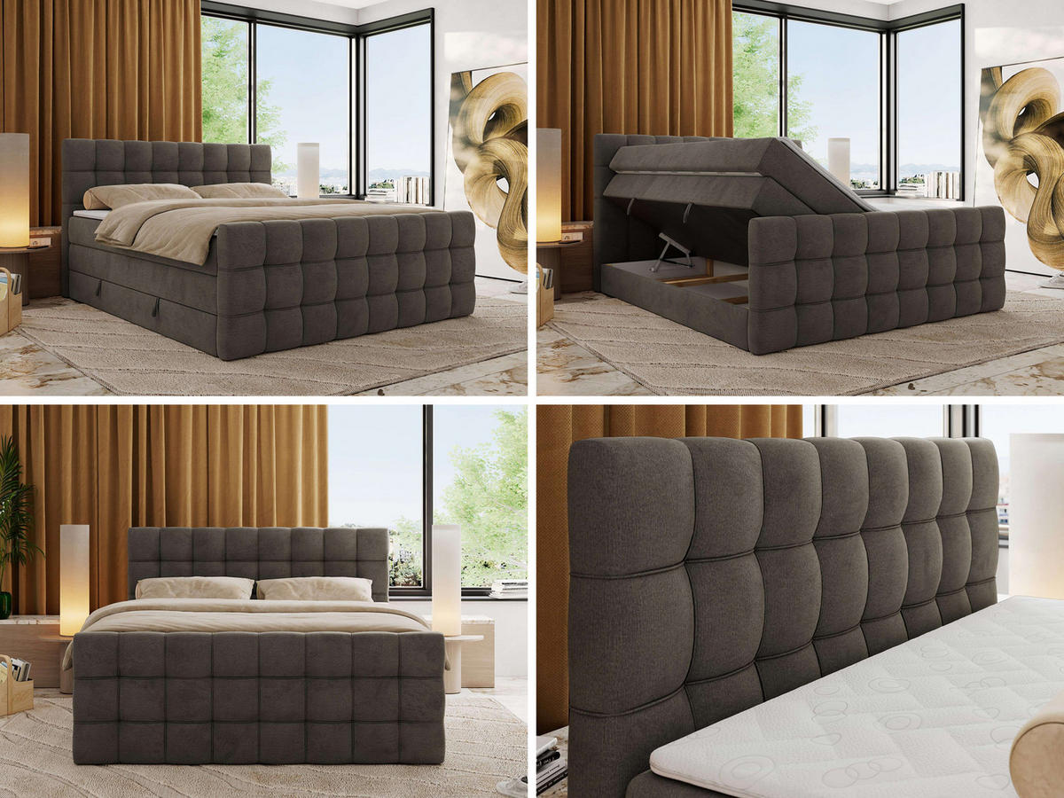 BOXSPRINGBETT ALTIVO KING DUO 200/200 - Dunkelgrau Velvet - H3 - Anthrazit, Textil (200/200cm) - MKS