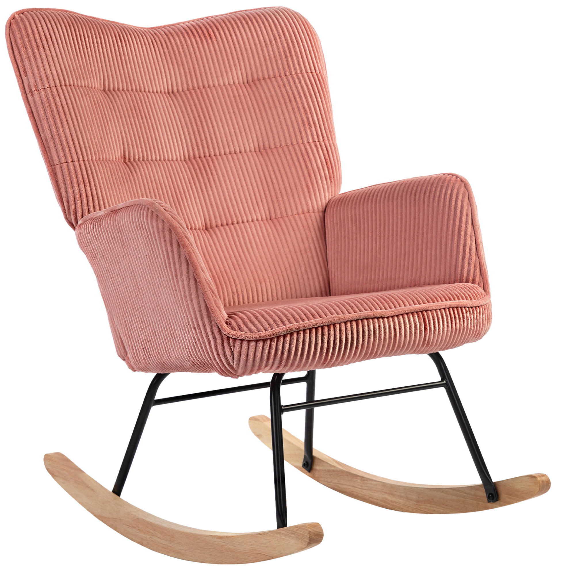 SCHAUKELSTUHL Polyester Kordoptik mit Armlehnen 71/98/101 cm Rosa - Rosa, Textil (98/101/71cm) - Redom