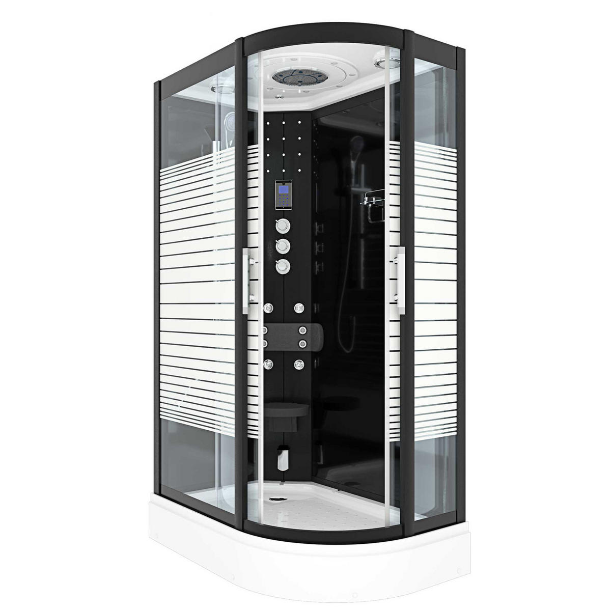 DAMPFDUSCHE Sauna Duschkabine D30-73M3R-EC 80x120 cm - Schwarz, Glas/Kunststoff (80/120/215cm) - AcquaVapore by Sandra Jentho