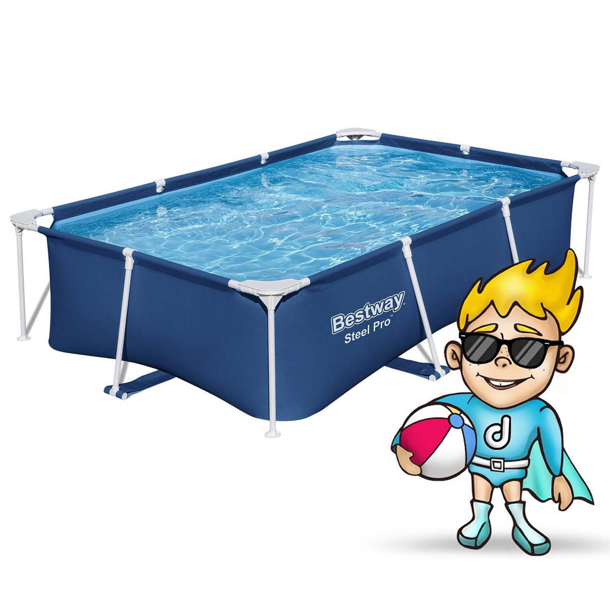 POOL 259 x 170 x 61 cm - 56403N - Blau, Textil (259/61/170cm)