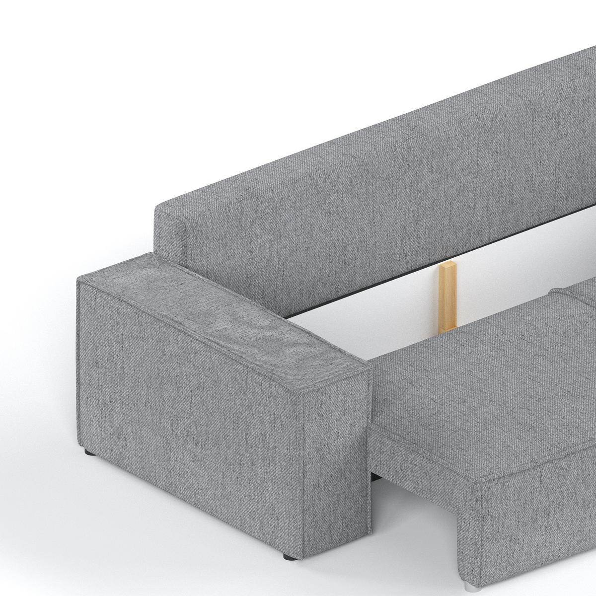 SOFA RESSO mit Schlaffunktion Grau im Neve Stoff - Schwarz/Grau, Holz/Holzwerkstoff (255/70/105cm) - AltaBeds