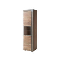 VITRINE Akazie 55x45x204 beige lackiert Amsterdam #120 - Beige, Holz (55/204/45cm) - Massivmoebel24