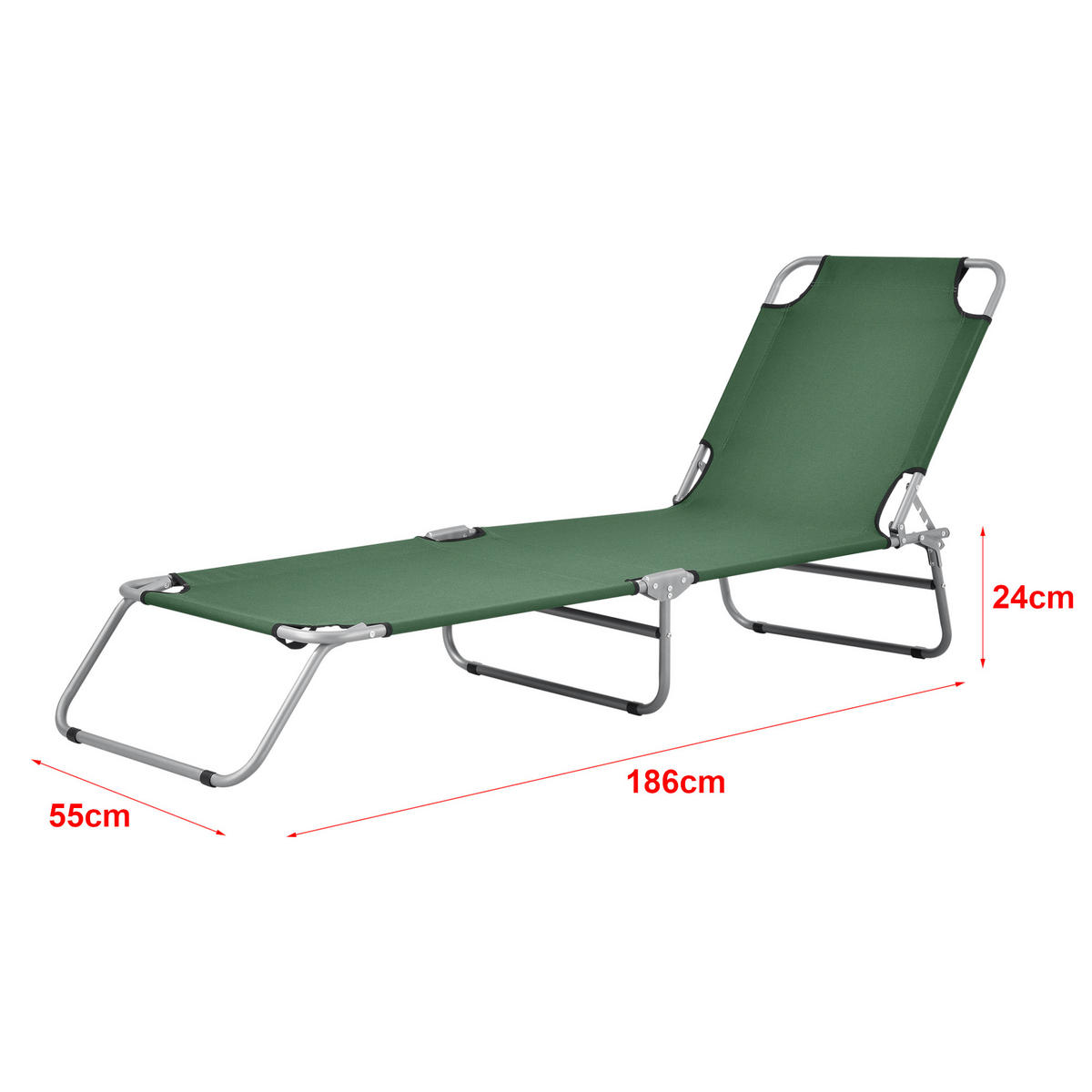 SONNENLIEGE Carcao - Dunkelgrün, Textil/Metall (186/24/55cm) - casa.pro