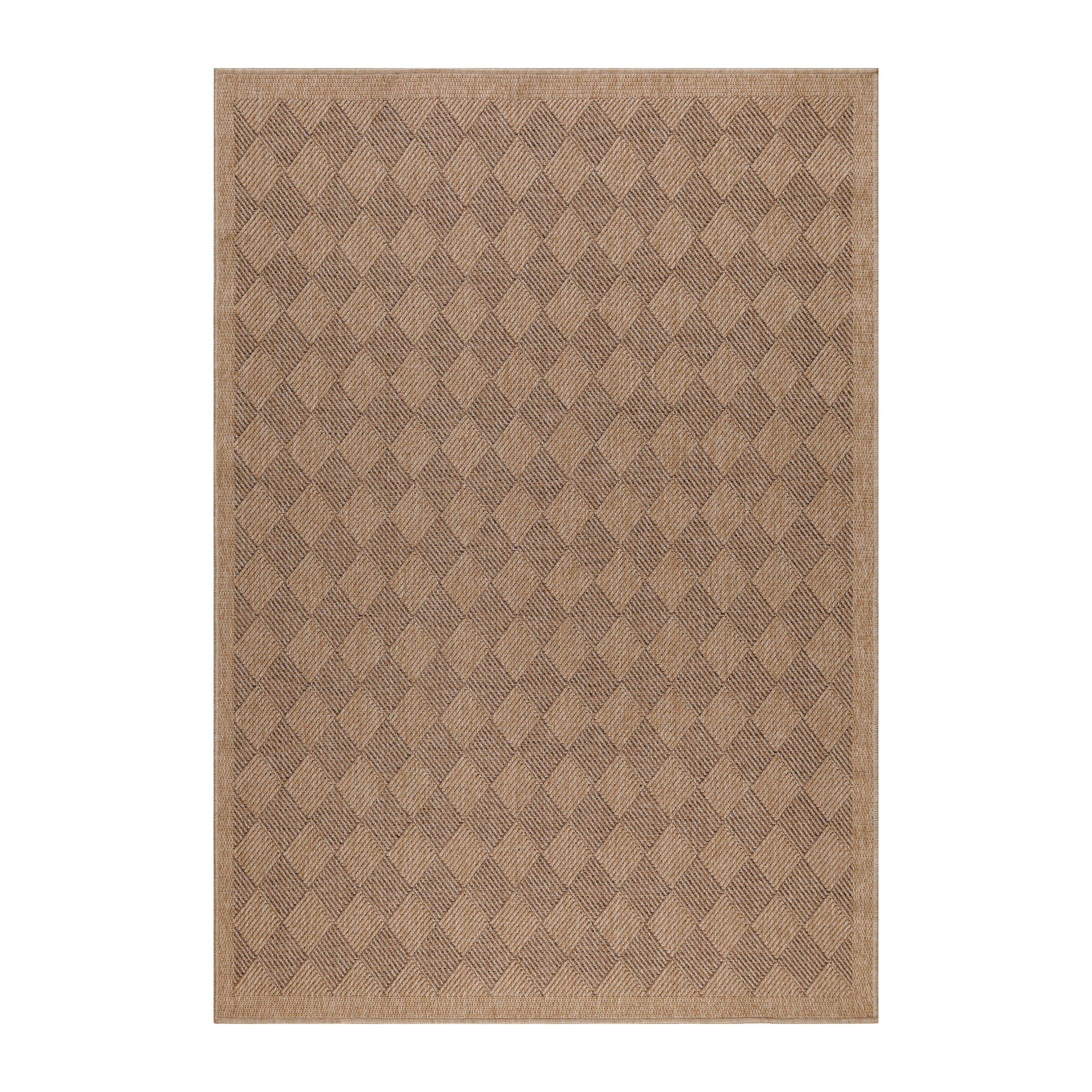 OUTDOORTEPPICH KASBERG, im Vintage-Stil, aus Polypropylen, Schwarz, 140 x 200 cm - Beige, Textil (200/140cm) - KADIMA DESIGN