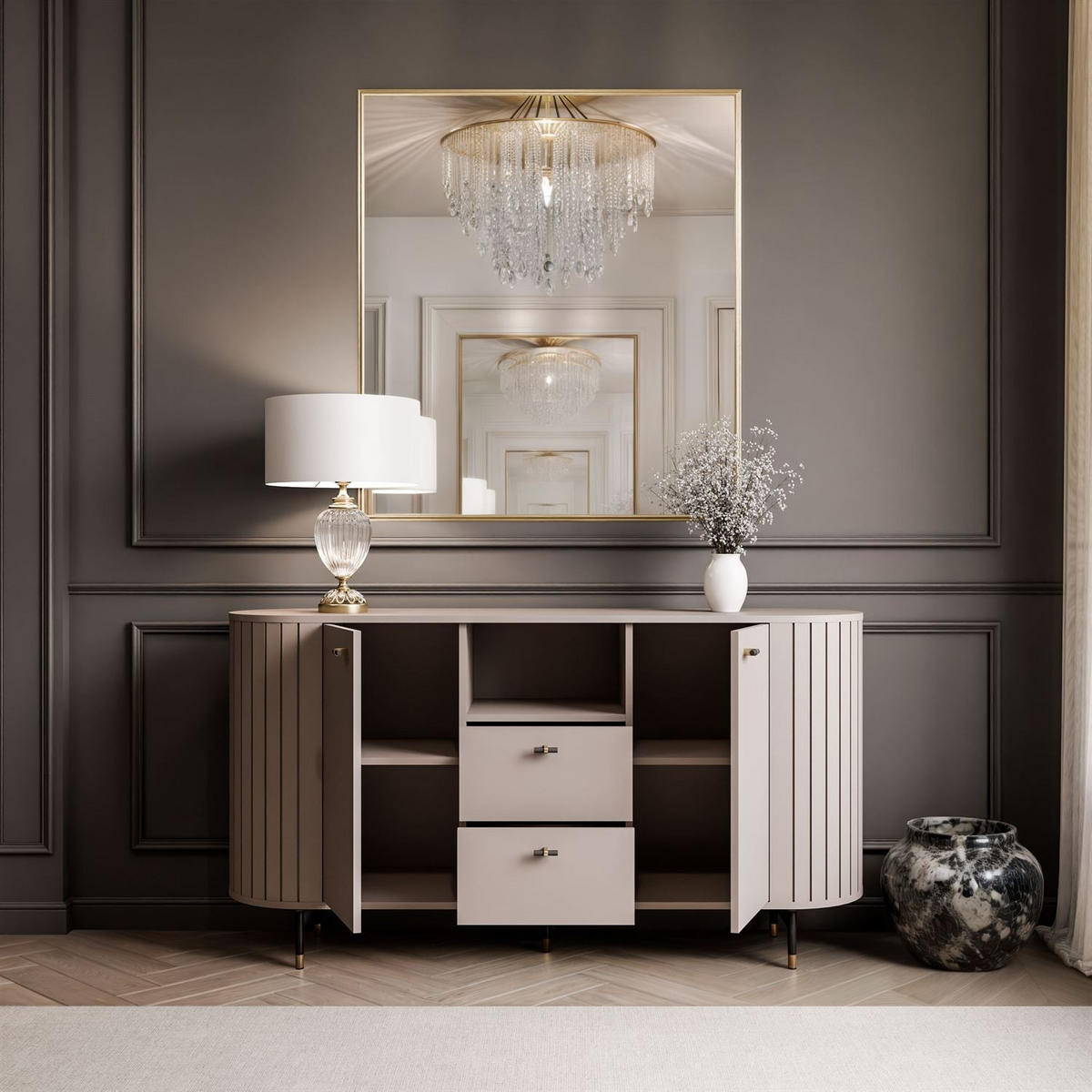 SIDEBOARD ELODIE 150 2T2S Kaschmir - Kaschmir, Holzwerkstoff (150/81/40cm) - Lookway